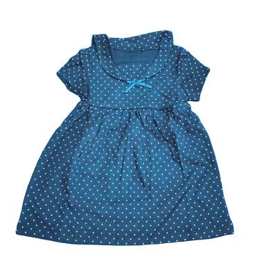 China Breathable Kids Dress Toddler Baby Ruffle To Lace Up Summer Sleeveless Cotton Romper Infants Dress Dots Blue Plant for sale