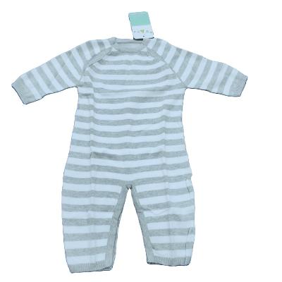 China Spandex/cotton button baby boy girls romper long sleeving striped kinted warm winter clothing overalls baby newborn pajamas rest bulk for sale