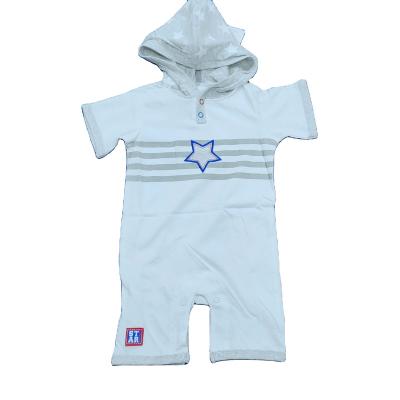 China Custom Spandex/Cotton Newborn Baby Clothes Hooded Romper Overalls Baby Pajamas Boy Bamboo Romper With Hats for sale