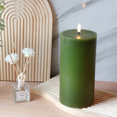 China Birthdays Green Real Wax Electric Modern Pillar Shape LED Flameless Candle Candle Candles Environmental Safety Electronic Candle for sale