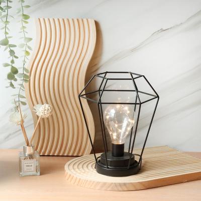 China Wholesale Modern Decorative Metal Cage Shape Battery Operated Lamp With LED Lights Personality Home Decor Fairy Night Lights for sale