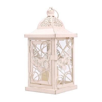 China Black Home Decorative Metal Lantern Hanging Candle Holder Memorial Candle Lantern for sale