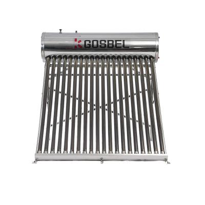 China GOSBEL 200L Stainless Steel Hot Water Panel Solar Heater System Outdoor Vacuum Tube Solar Water Heater for sale