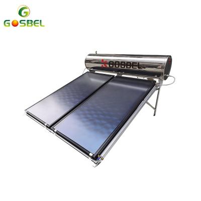 China GOSBEL outdoor 300 liter high pressure flat panel solar water heater flat plate solar water heater price for sale