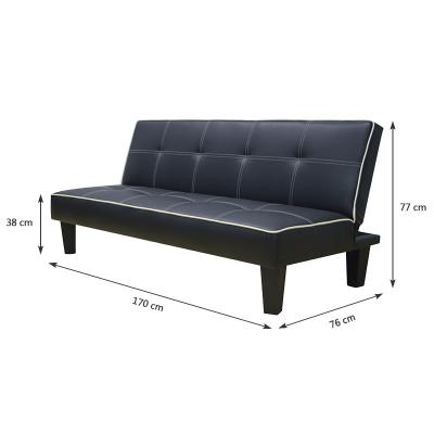 China Factory Adjustable Stock PVC (Size) Black Cheap Futon Folding Sofa Bed Living Room Sofas For Sale for sale