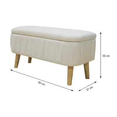 China Custom Storage Designer Beige Velvet Bench Footdressing Table Foot Step Ottoman Storage Stool Ottoman Chair for sale