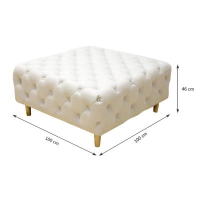 China Latest Modern Designs Decked Buttons Ottoman Canvas Stool Chesterfield Square Ottoman Stool For Bedroom for sale