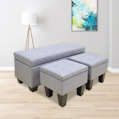 China Modern 3 Piece Stretch Fabric Ottoman With Storage OEM for sale