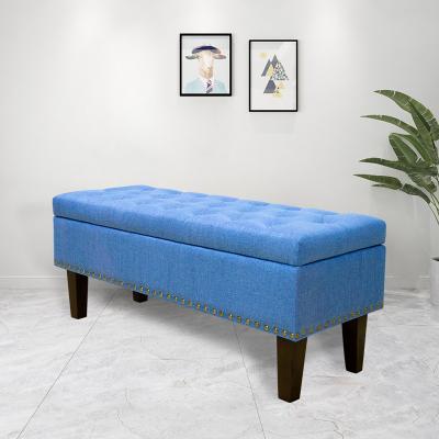 China Wholesale Price Storage Foldable Ottoman Canvas Bench With Button Bedroom Storage Table Box for sale