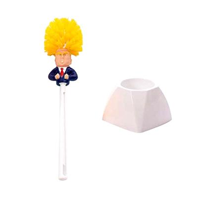 China Viable Factory Funny President's Head Donald Macron Eco Plastic Toilet Cleaning Brush Custom Made Wholesale for sale