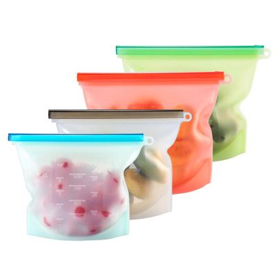 China Viable Factory Wholesale Custom Logo Dishwasher Safe Leakproof Zipper Freezer Bags Reusable Silicone Food Bag for sale