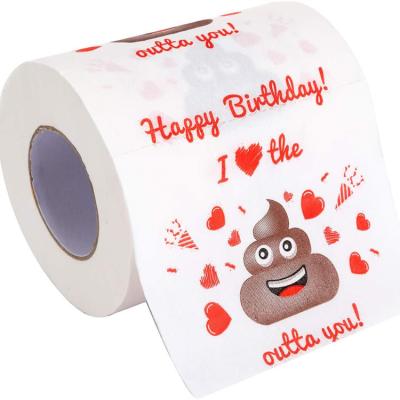 China Wholesale Custom Made Virgin Wood Pulp Factory Logo Printed Happy Birthday Funny Joke Prank Gift Novelty Toilet Paper for sale