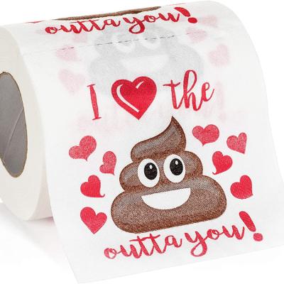 China Virgin Wood Pulp Factory Wholesale Me Love The Shit Out Of You Custom Printed Funny Toilet Paper Gag Gift valentines day for sale