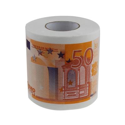 China Wholesale Custom 3 Ply Euro Dollar Silver Virgin Wood Pulp Factory Gag Gift Printed Funny Novelty Tissue Roll Toilet Paper for sale