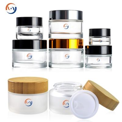 China Cosmetic Cosmetic Jars Wholesale New Products 5g 10g 15g 30g 50g 100g Glass Cream Jar 15ml Glass Cream Jar Cosmetic Jars Face Cream Container for sale