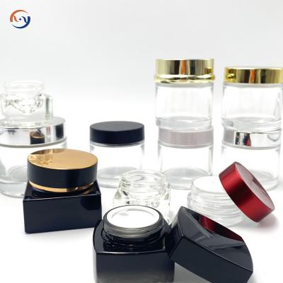 China Customized Clear Frosted Glass Cream Jar 5m 7ml 10ml 20ml 30ml 50ml 100ml Cosmetic Cream Jar For Cream for sale