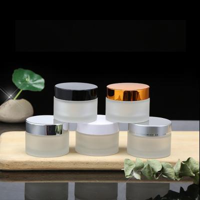 China 5g 100g 30g 10g 1oz 50g White Black Gold Face Cosmetic Cream Jars Small Round Amber Clear Cosmetic Cream Glass Empty Frosted Jar for sale