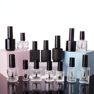 China 5ml 7ml 8ml 9ml 10ml 11ml 13ml 14ml 15ml 17ml Clear Black Cosmetic Empty Glass UV Gel Nail Polish Bottles With Brush for sale