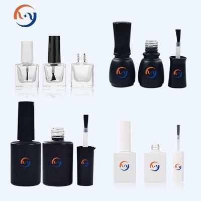 China New Products Cosmetic 5ml 7ml 9ml 10ml 11ml 13ml 14ml 17ml Frosted Matte Black Empty Glass UV Gel Nail Polish Bottle With Brush for sale