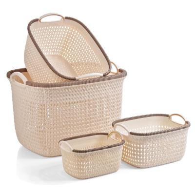 China Plastic Trolley Tote Storage Bins With Handle Household Modern Goods Storage Basket Shower for sale