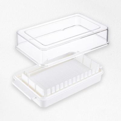 China Modern Rectangle Clear Butter Container White Dish BPA Free Butter Holding Dish For Fridge for sale