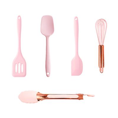 China Viable New Product 5 Piece Copper Rose Mini Cookware Set Amazon Basics Dining Rose Gold Kitchen Utensil Set for Baking for sale