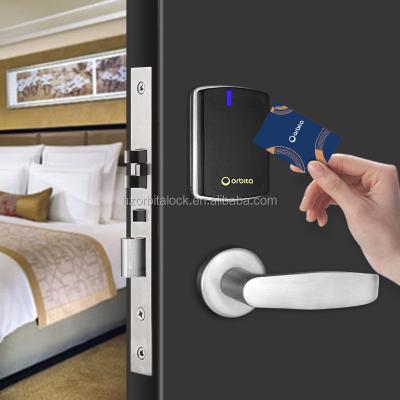 China Sliding door lock orbita star hotel card alarm security wifi digital door handle lock for sale