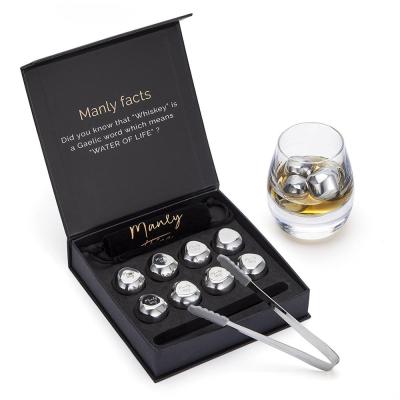 China Sustainable Wave Shape Stainless Steel Ice Cubes For Whiskey Wave Ice Stones With Gift Set for sale