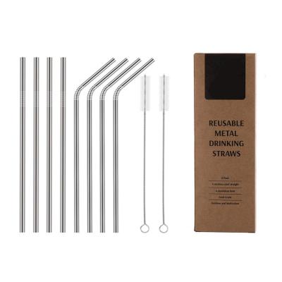 China Durable Stainless Steel Drinking Straws, Set of 8 Reusable Metal Drinking Straws with Cleaning Brushes and Portable Storage Box for Tumb for sale