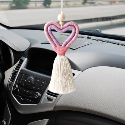 China Art Decor New Arrival Car Tassel Macrame Wall Hanging Door Hanging Decorations Bohemian Heart Hanging Decorations for sale