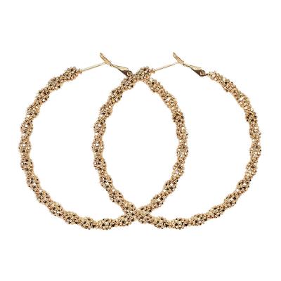 China HANSTON Fashion Statement 60mm Large Fashion Statement 60mm Circle Metal Hoop Wholesale Punk Twisted Hoop Earrings For Women for sale