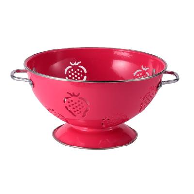 China 2022 Sustainable New Product Stainless Steel Powder Coated Metal Iron Fruit Colander for sale