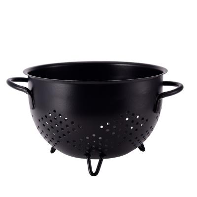 China Viable Cheap Price Customized Practical Metal Nordic Style Kitchen Sieve Enamel Fruit Vegetable Colander Basket for sale