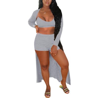 China QUICK DRY popular bra and 2021 new women's casual wear shorts 3 piece shorts set 3 piece set women clothing for sale