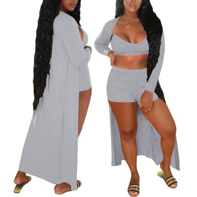 China 2021 new popular women's casual wear bra and QUICK DRY shorts women's clothing 3 piece set 3 piece set shorts for sale