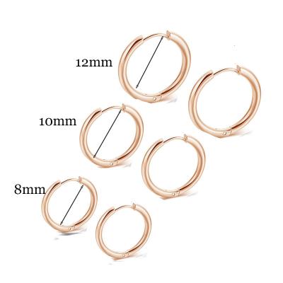 China 6pcs/pack TRENDY Stainless Steel Small Hoop Earrings For Women Men Circle Earrings Helix Circle Piercing 8mm/10mm/12mm for sale