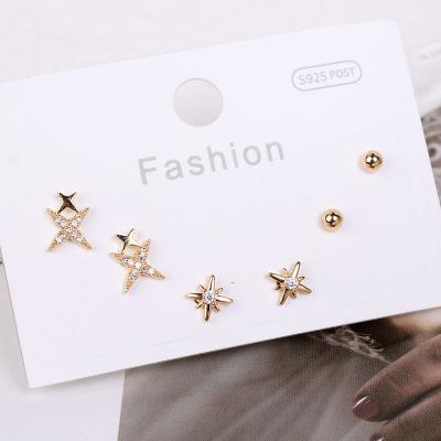 China Punk 3 Pair Earring Set 2022 Pearl Vintage Trend Butterfly Piercing Star Cherry Small Gold Stud Earrings Korean Cartilage Ear for sale