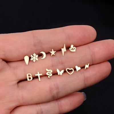 China Punk Moon Snake Barbell Helix Cartilage Tragus Lobe Conch Ear Cross Bone Piercing Small Stainless Steel Mini Stud Earrings for sale