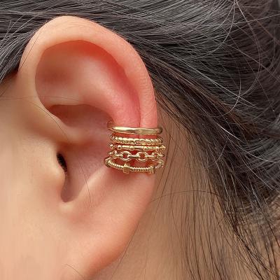 China 1 PC Cuff Wrap Punk Stackable Clip On Earrings Women Girls Ear Climber Cartilage Bone Cut Fake Earing Piercing No No Holes for sale