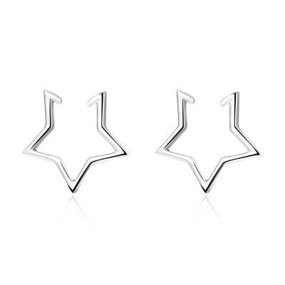 China New FASHIONABLE Minimalist Star Clip Earrings Girls Cartilage Ear Cuts Ladies Black Silver Men No Piercing Clip On Ear Jewelry Gifts for sale