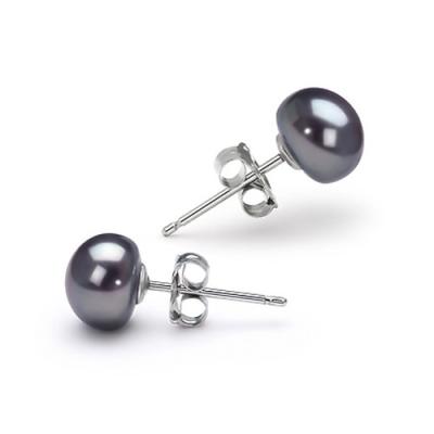 China CLASSIC 100% Real Natural Freshwater Pearl Stud Earrings Lace White Black Pearls Cycle 925 Sterling Silver Earrings For Women for sale