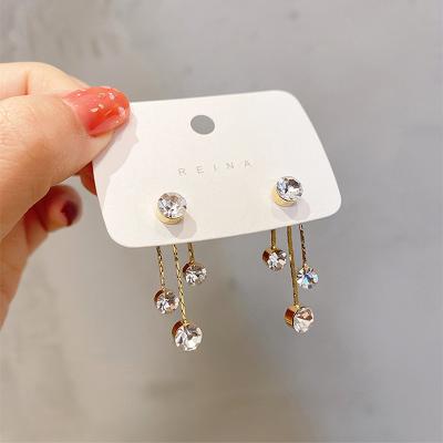 China 2022 New 18k Gold TRENDY Crystal Tassel Drop Earrings Shiny For Neo Uncommon Women Korean Gothic Girls Dangle Earrings for sale