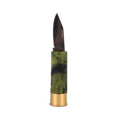 China Small Hunting Rifle Non-Variable Cartridge Shape Bullet Folding Pocket Knife Camouflage Plastic Stainless Steel OEM 265075+Camouflage 12 Gauge Camping Knife for sale