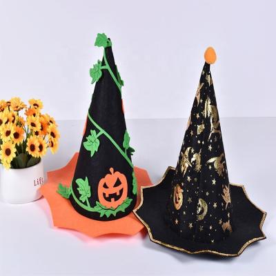 China Character Customized Adult Or Kids Felt Pumpkin Witch Halloween Hat For Costume for sale