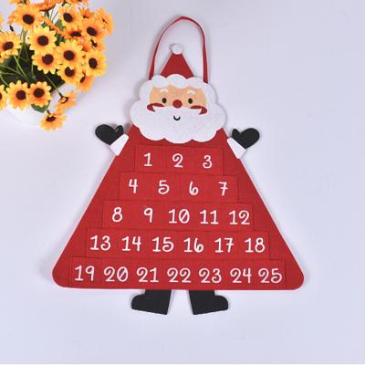 China Eco-Friendly and Recycled Portable Felt Small Christmas Tree Advent Calendar Christmas Santa Decor Handmade Calendars Wall Decoration for sale