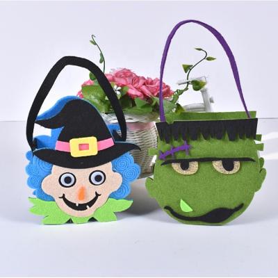 China Portable Trick or Treat Halloween Candy Bag Wrappers FELT Gift Bags Witch and Hulk for Kids Girls Boys for sale