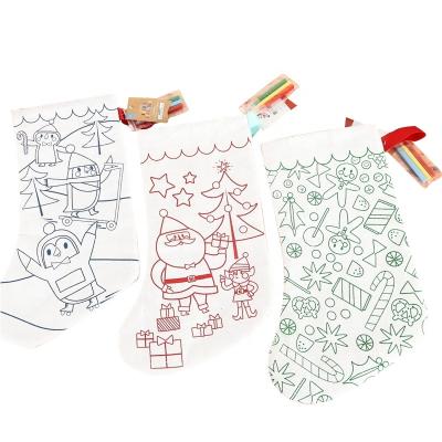 China Portable DIY Craft Decorations Masks Canvas Christmas Socks Stocking Bag With Marks For Christmas Sublimation for sale