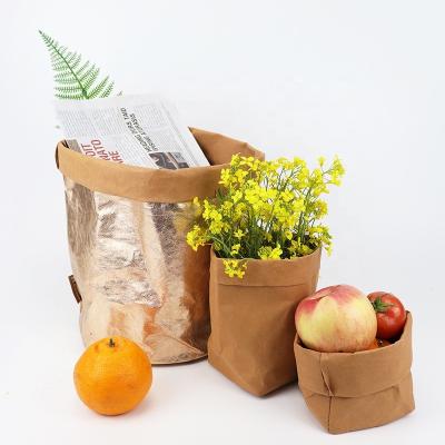 China Customized Waterproof Recycled Washable Biodegradable Kraft Paper Bag For Vegetable Fruit for sale