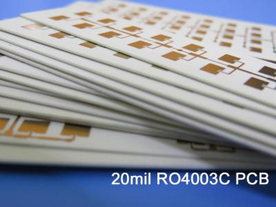 China Dual Layer Double Sided Rogers PCB Built on 20mil RO4003C Substrates with Copper Filled via for sale