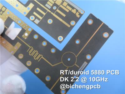 China Double Sided 2-layer Rogers PCB Built on 62mil 1.575mm Low Loss RT/duroid 5880 Substrates with Hot Air Soldering Level H for sale